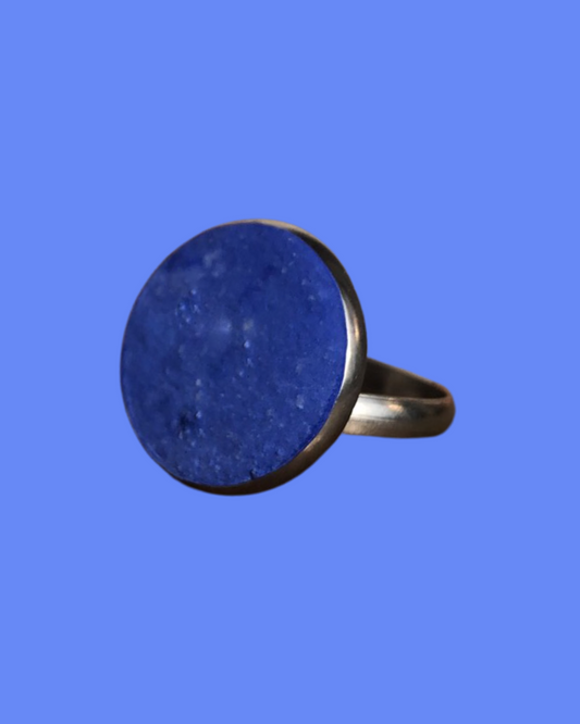 bague acier inoxydable ajustable disque béton bleu