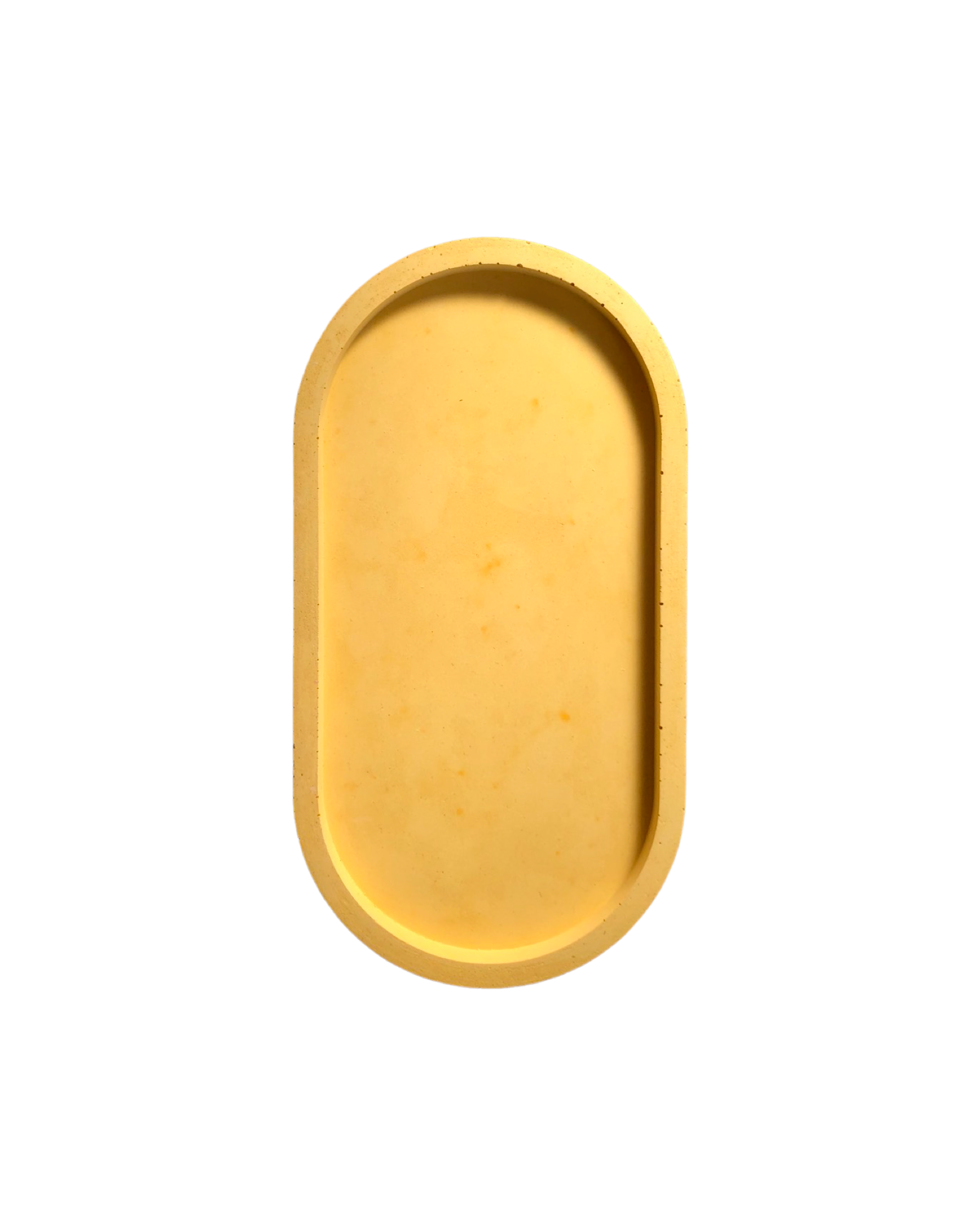 plateau ovale décoratif béton jaune minimaliste. fabriqué main en Provence.